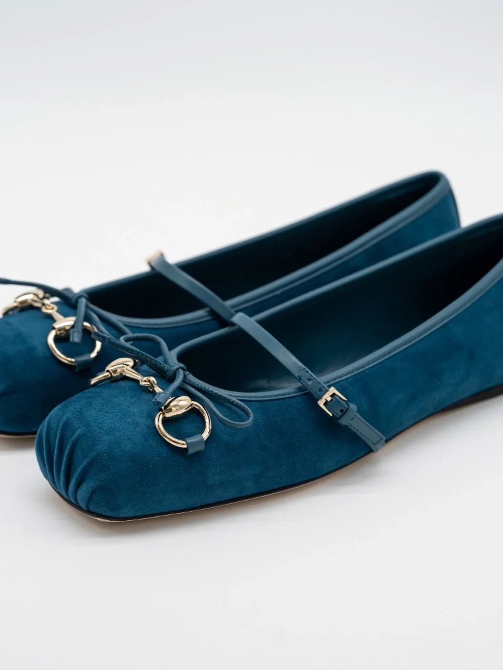 Gucci Women's Ballet Flats Horsebit Blue Suede Mary Jane size 40eu 10 US